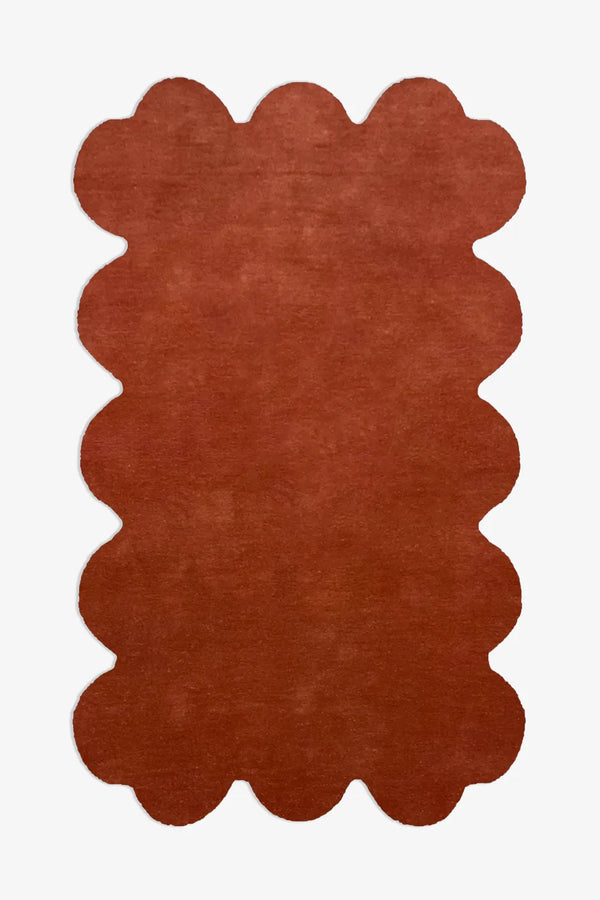 Solid Color Sculpted Edge Hand Tufted Wool Rug