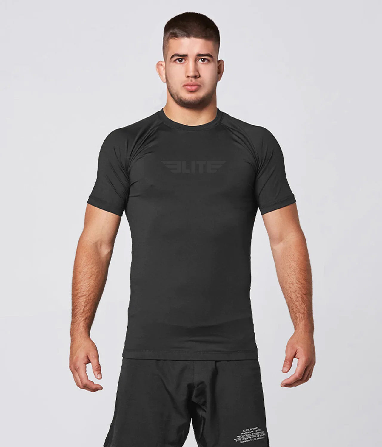 Men's Standard Black Short Sleeve Jiu Jitsu BJJ Rash Guard