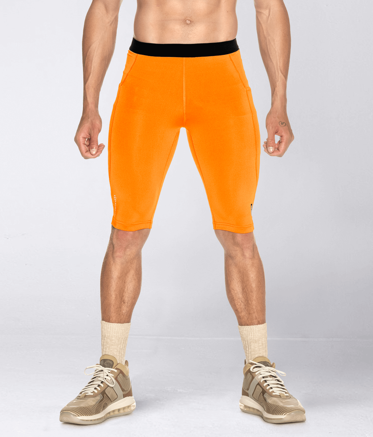 Born Tough Mens Gym Compression Shorts Orange - Elite Sports – Elite Sports