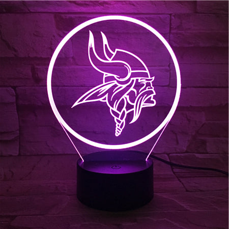 Nfl Minnesota Vikings Logo 3d Led Light Lamp Tshirtnow