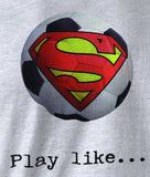 Superman 'Play like': Soccer Logo on Ash Grey Colored Pocket Tshirt - TshirtNow.net - 2