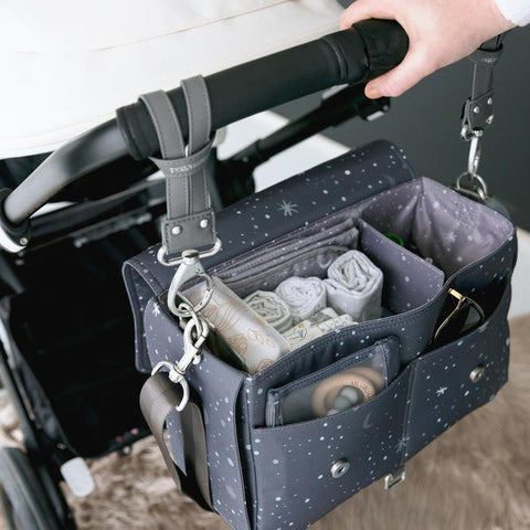 Handbag - Twelvelittle On-the-Go Stroller Caddy Bag, Grey Twinkle Print