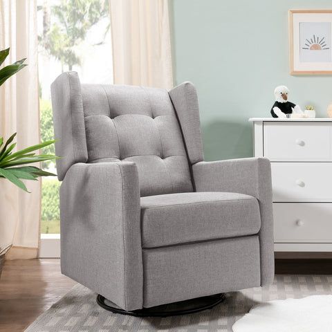 Furniture - DaVinci Maddox Recliner and Swivel Glider in Misty Grey