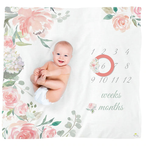 Floral Itzy Ritzy Muslin Milestone Blanket Set -ANB Baby