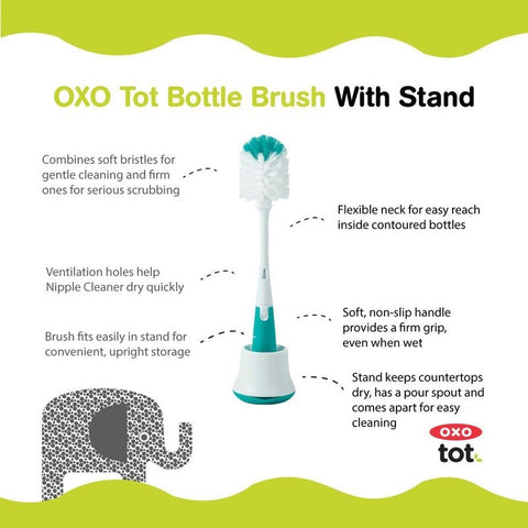 OXO Bottle Brush with Nipple Cleaner, Navy