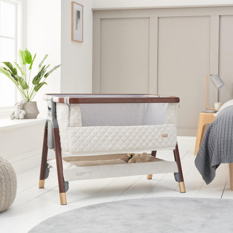 Tutti Bambi CoZee Luxe Bedside Crib Nicely decorated in the room -ANB Baby