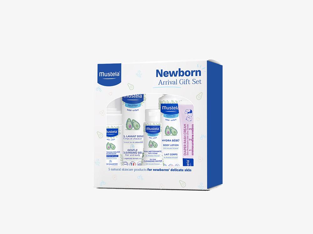 Mustela Newborn Arrival Gift Set, Baby Bathtime & Skin Care Essentials, 5 Items - ANB Baby