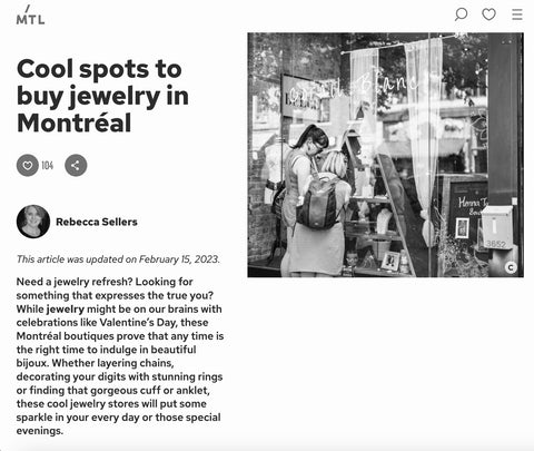 Article about Camillette's Jewelry as one of the best spots to buy and make jewelry in Montreal