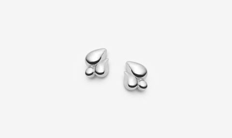 Paisley and Drop Trio Earrings - 14k White Gold - Handmade by Camille Ouellette Jeweler in Canada