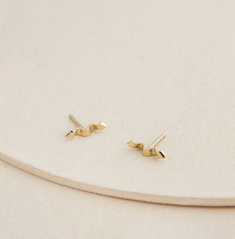 Folded Ribbon Stud Earrings - 14k Gold or Bronze