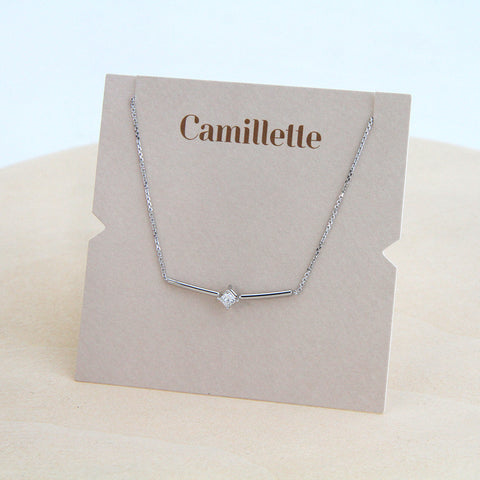 14k white gold with diamond necklace handmade handmade by Camillette in Canada
