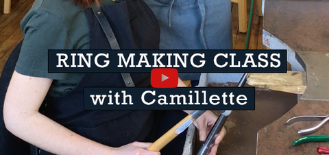 A screenshot from YouTube video of a jewelry making class by Camillette Jewelry in Montreal
