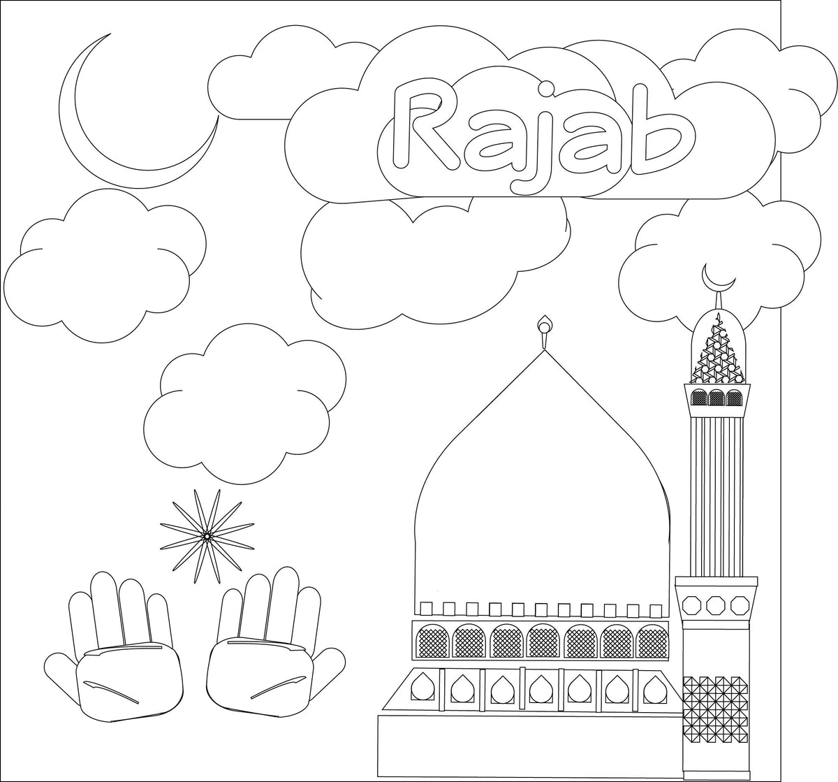 Rajab Coloring Page – Crescent Moon Store