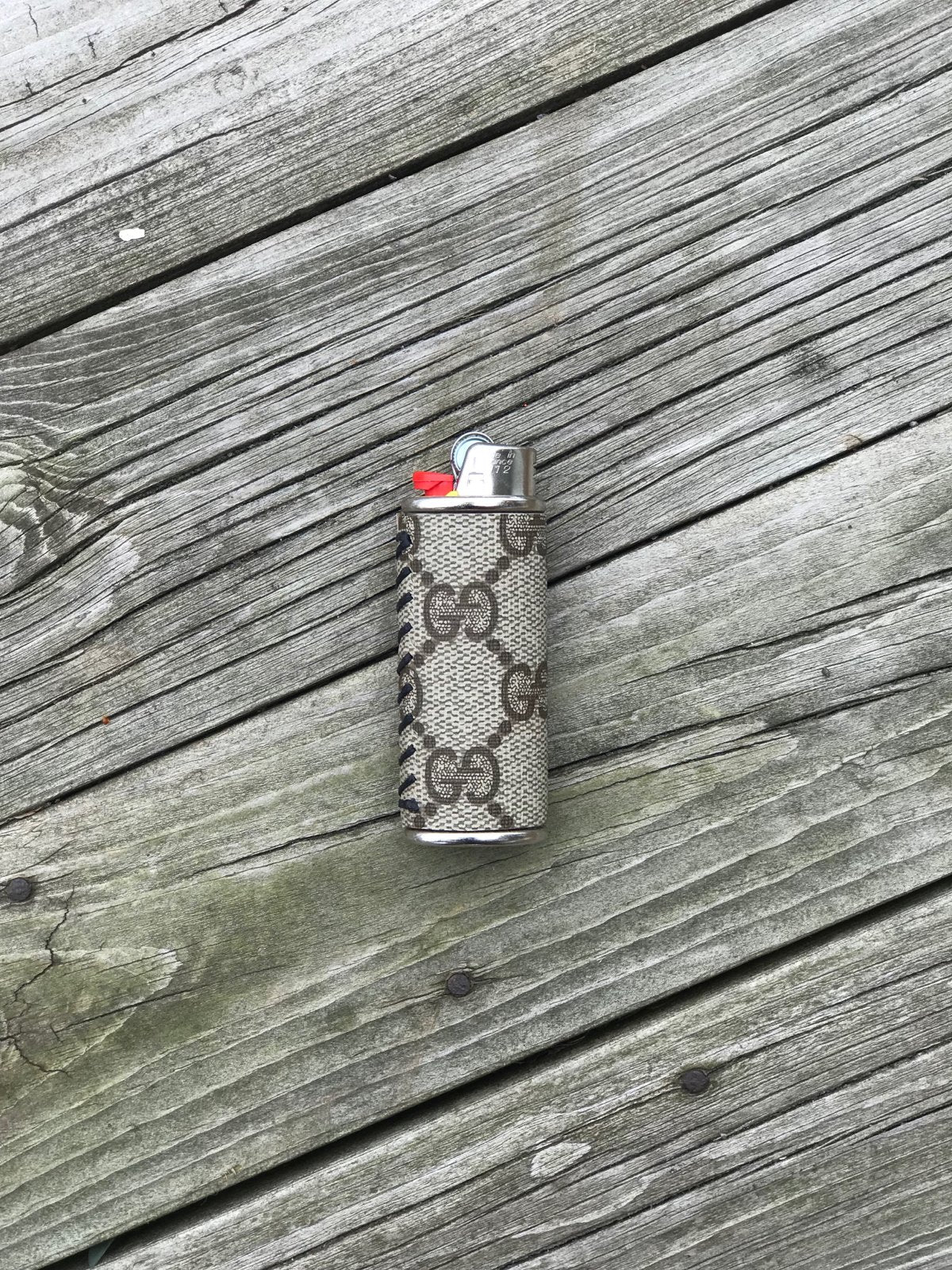 Custom Gucci Lighter Sleeve - Silver - Big Bic – Detroit Customs