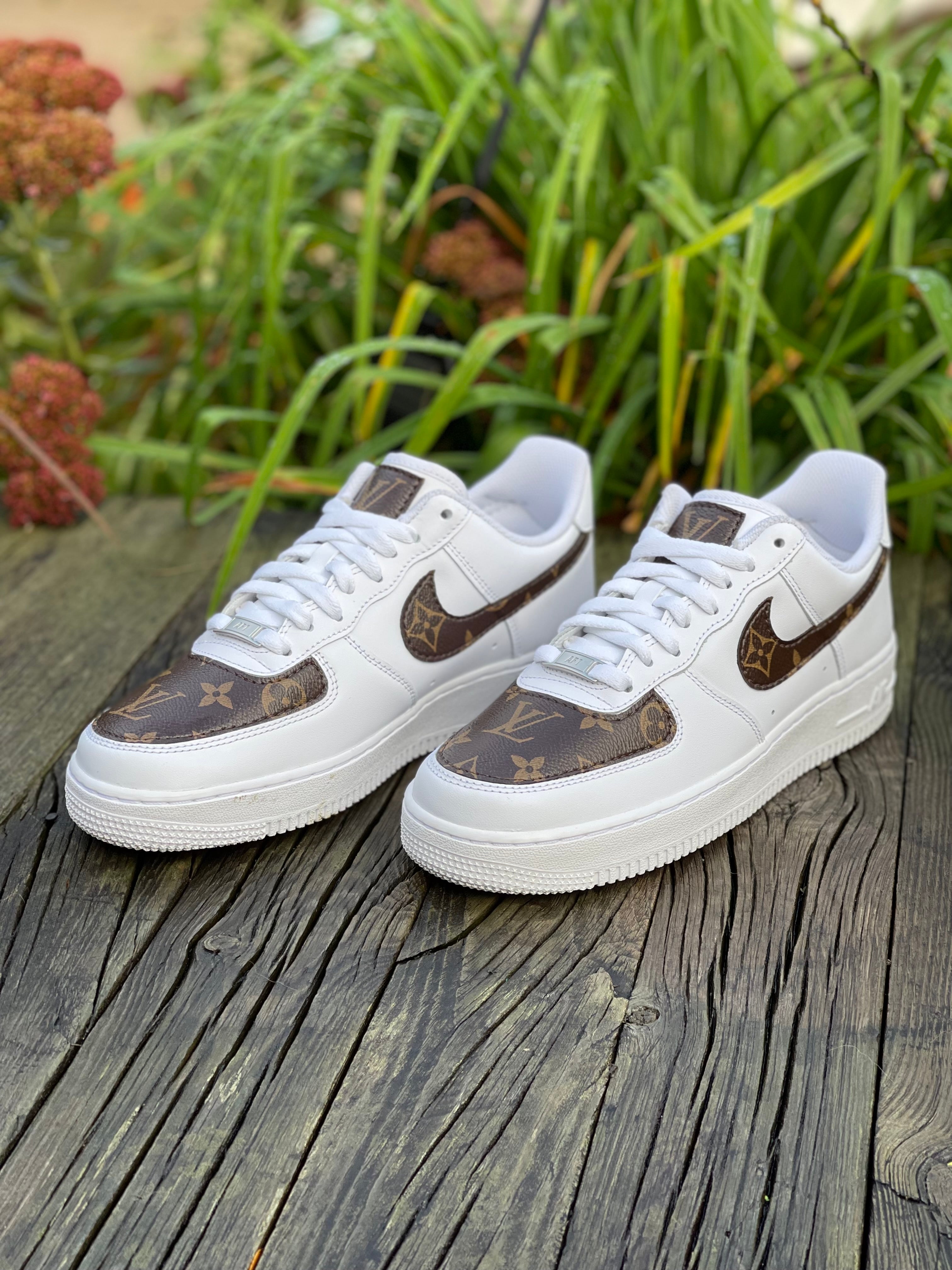 Brown Full LV Leather Air Force One Custom Sneaker for Man