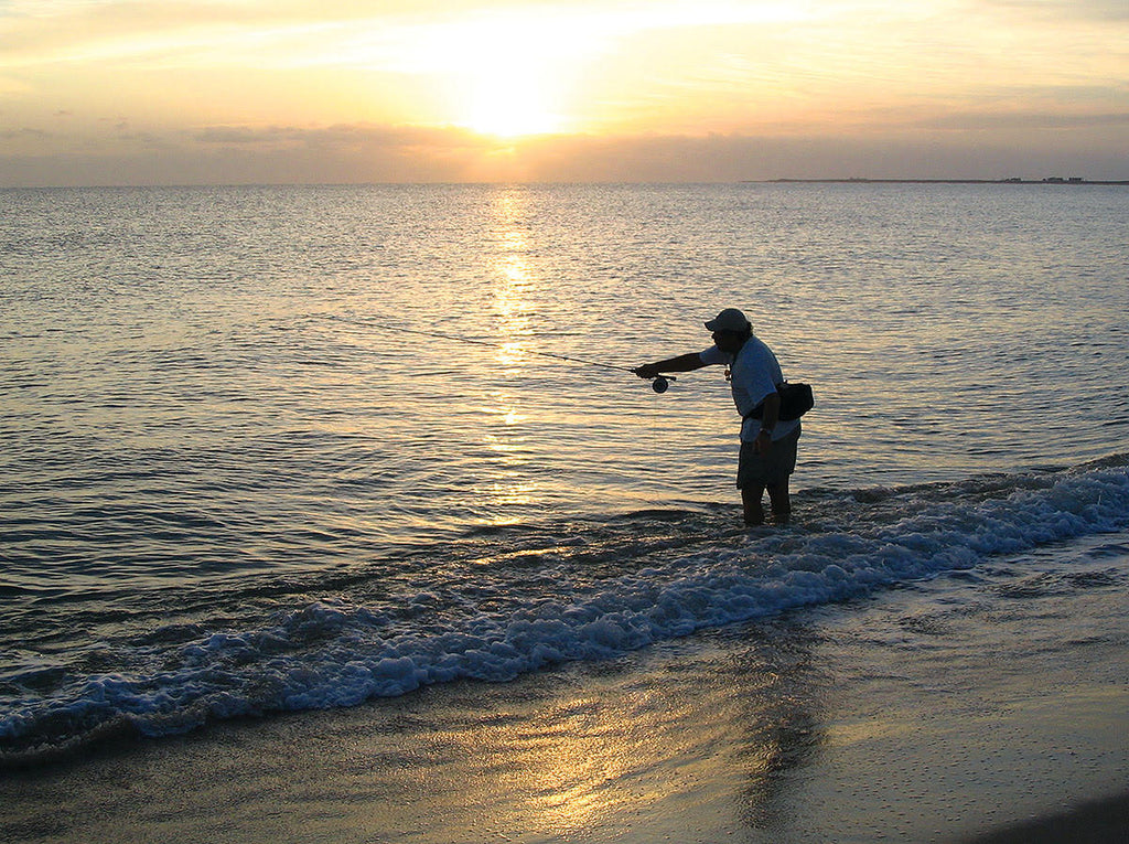 fly fishing saltwater sunset