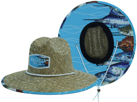 straw hat with design under brim