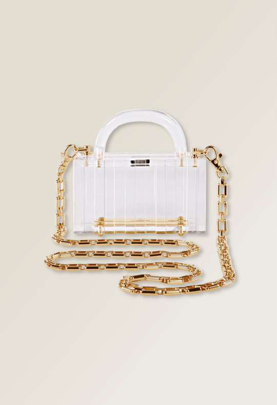 L'Afshar Adele Mini Acrylic Top-Handle Bag With Crossbody Chain