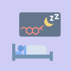 An illustration of a person sleeping in bed with the  moon in the background