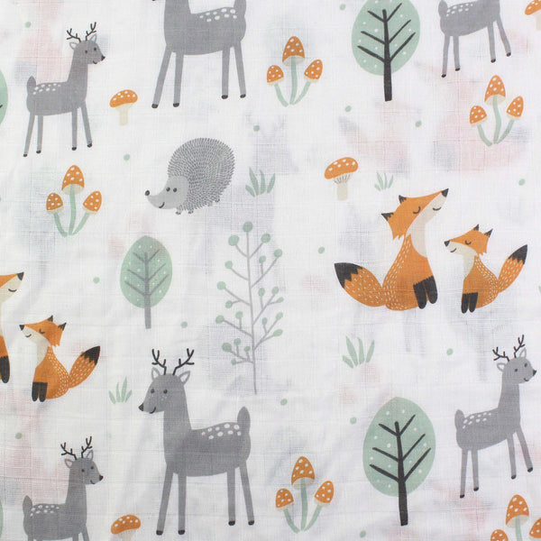 Printed Muslin Swaddles 47x47 / Fox baby