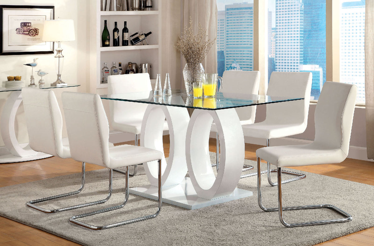 White Dining Table with thick Leg