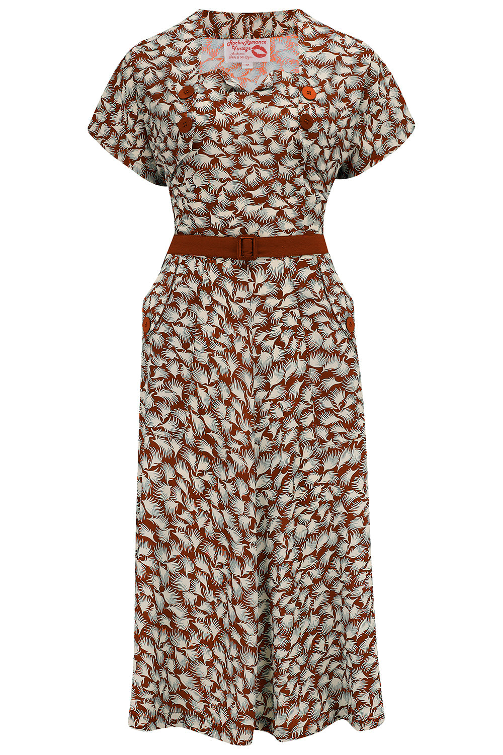 The "Ayda" 2pc Dress & Detachable Shrug Bolero Set In Cinnamon Whisp, True Vintage Style product