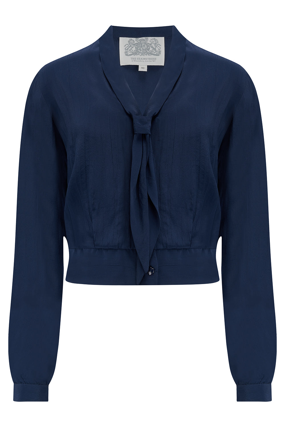 The "Bonnie" Long Sleeve Blouse in Navy by The Seamstress of Bloomsbury, Classic 1940s Vintage Inspired Style