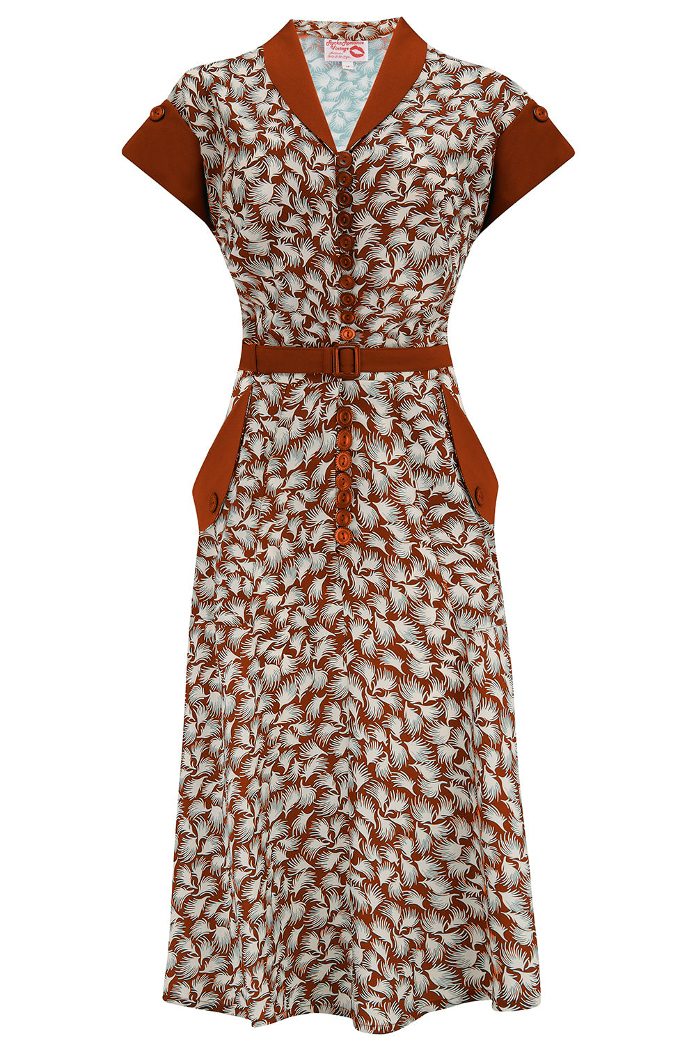The "Casey" Dress in Cinnamon Whisp Print, True & Authentic 1950s Vintage Style product