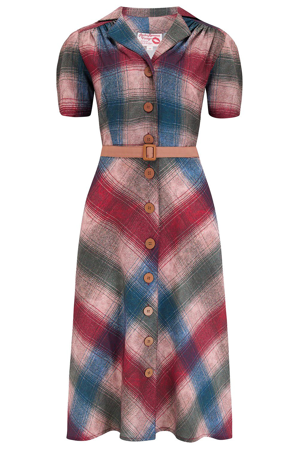 The "Charlene" Shirtwaister Dress in Cotswold Check Print, True 1950s Vintage Style product