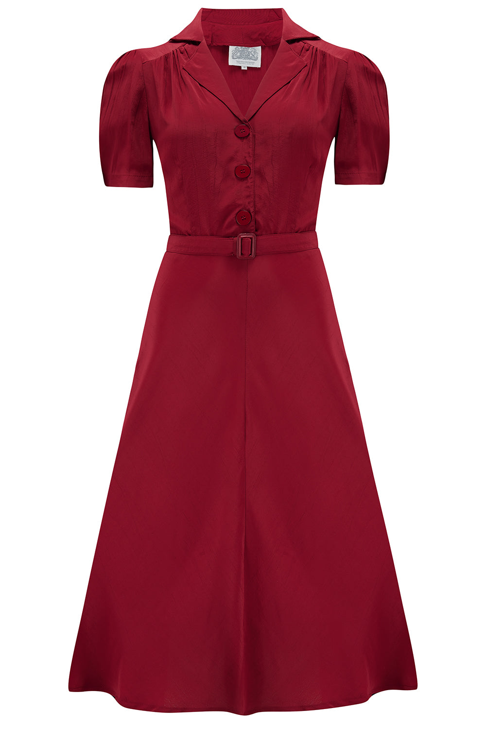 1940s Day Dress Styles, House Dresses Lisa Shirt Dress in Windsor Wine Authentic 1940s Vintage Style at its Best £79.95 AT vintagedancer.com