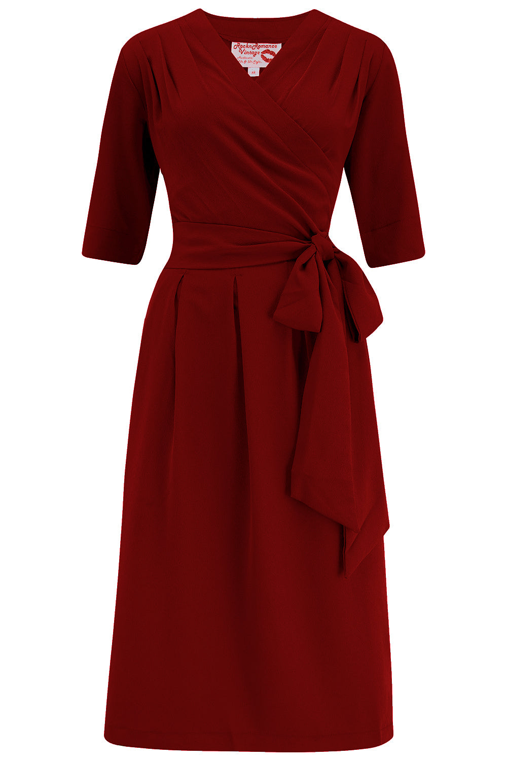 1950s Dresses, 50s Dresses | 1950s Style Dresses The Vivien Full Wrap Dress in Wine True 1940s To Early 1950s Style £49.95 AT vintagedancer.com