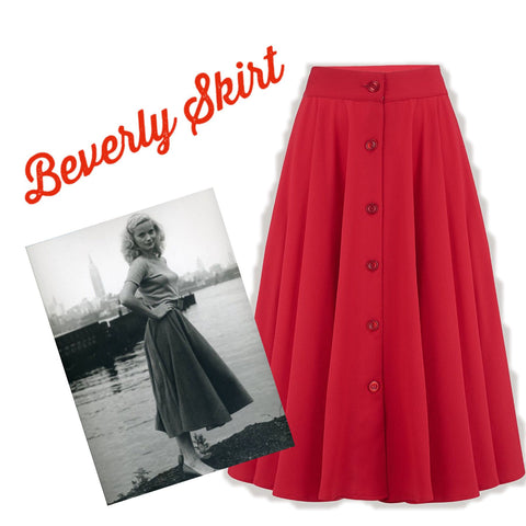 1950s swing skirt full circle skirt with pockets circle skirt fifties fashion red skirt goodwood revival vintage skirt twinwood style 