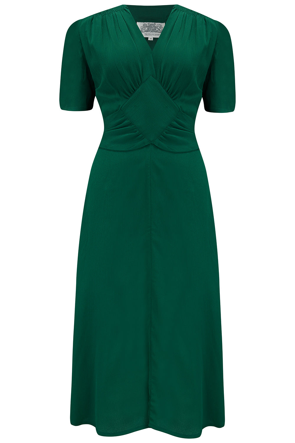 1940s Dresses | 40s Dress, Swing Dress, Tea Dresses The Ruby Dress in Green Classic 1940s Style Long Sleeve Dress £89.95 AT vintagedancer.com