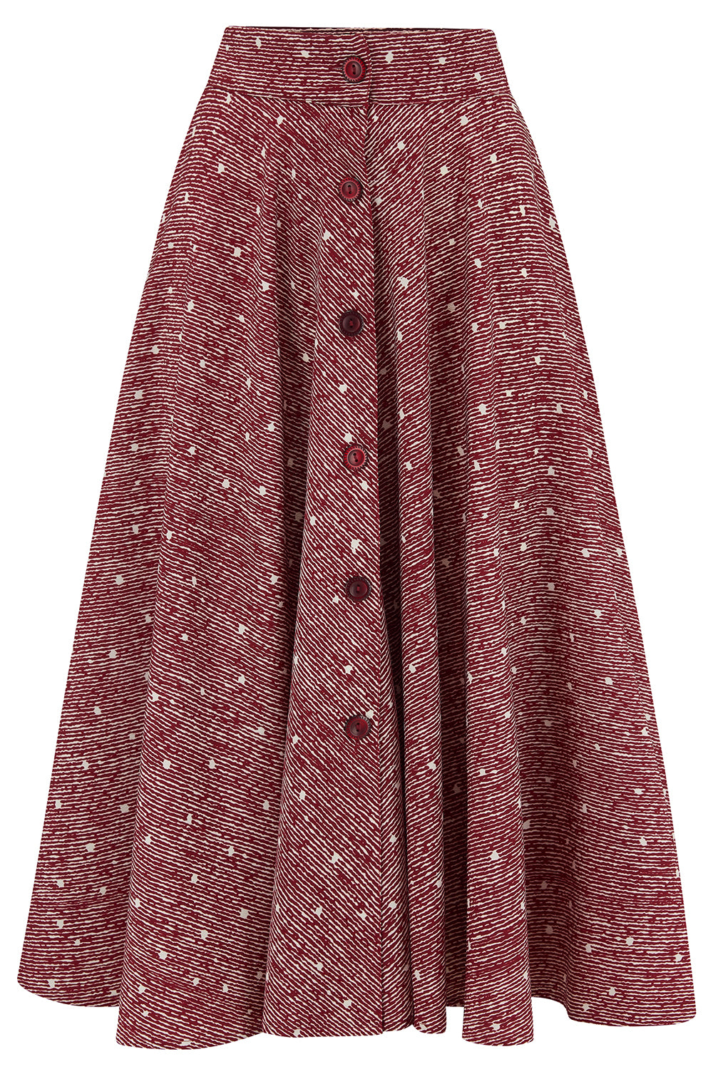 Vintage Skirts | Retro, Pencil, Swing, Boho The Beverly Button Front Full Circle Skirt with Pockets in Wine Ditzy Authentic 1950s Vintage Style £39.00 AT vintagedancer.com