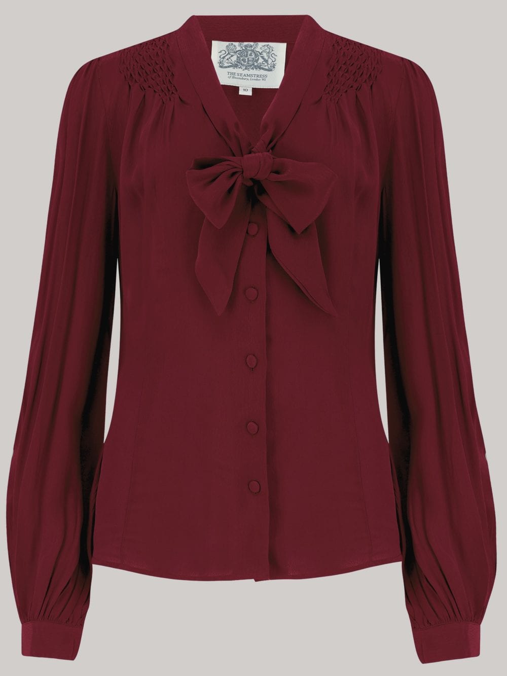 1940s Blouses, Tops, Shirts, Knitwear Eva Long Sleeve Blouse in wine Authentic  Classic 1940s Vintage Style £49.95 AT vintagedancer.com