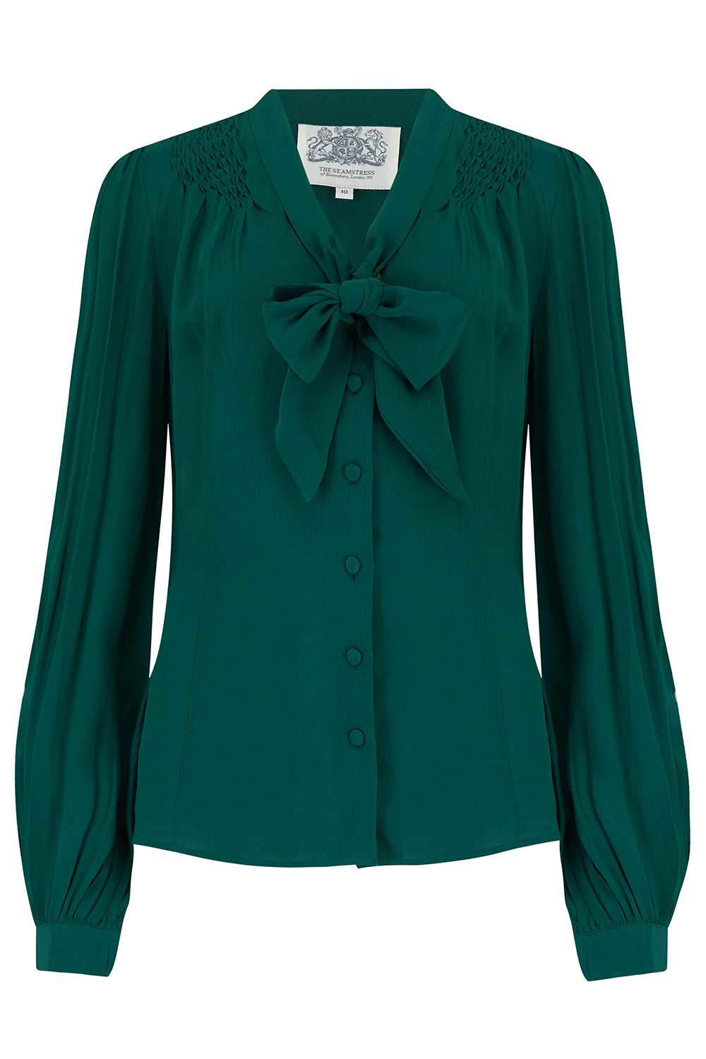 Eva Long Sleeve Blouse in Solid Green, Authentic & Classic 1940s Vintage Style product