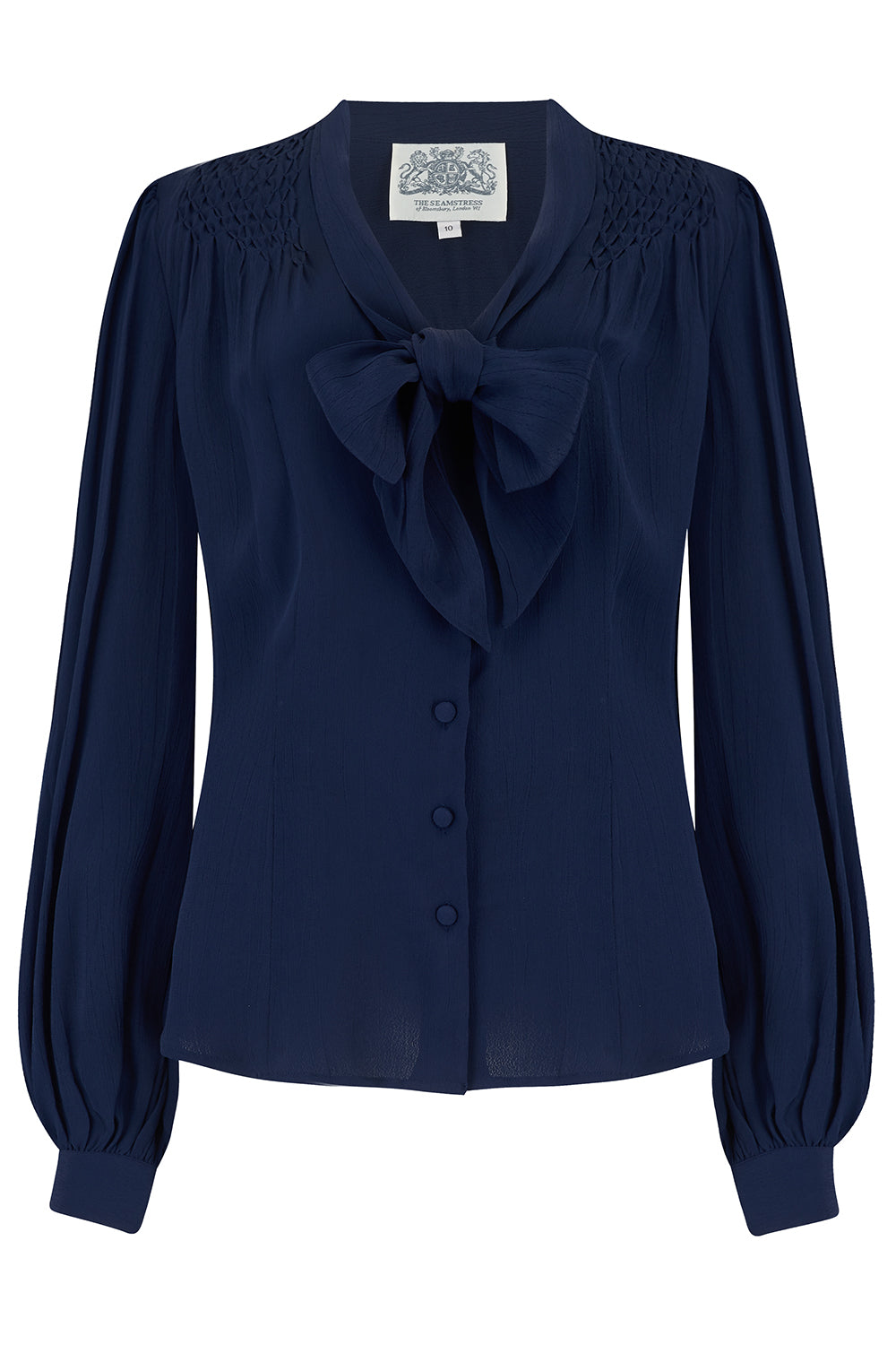 Eva Long Sleeve Blouse in Solid Navy, Authentic & Classic 1940s Vintage Style product