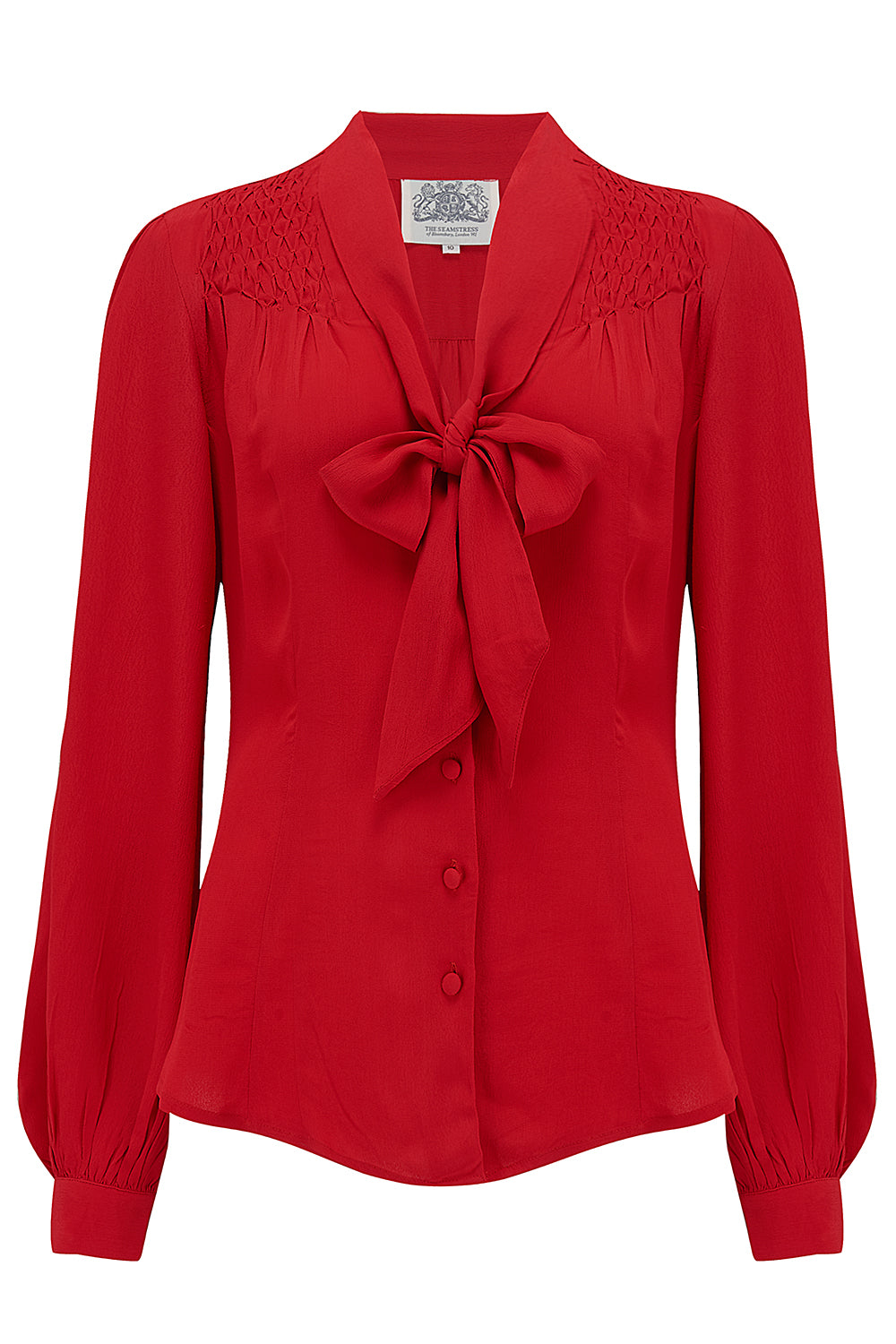 "Eva" Long Sleeve Blouse in 40s Red Authentic & Classic 1940s True Vintage Style product