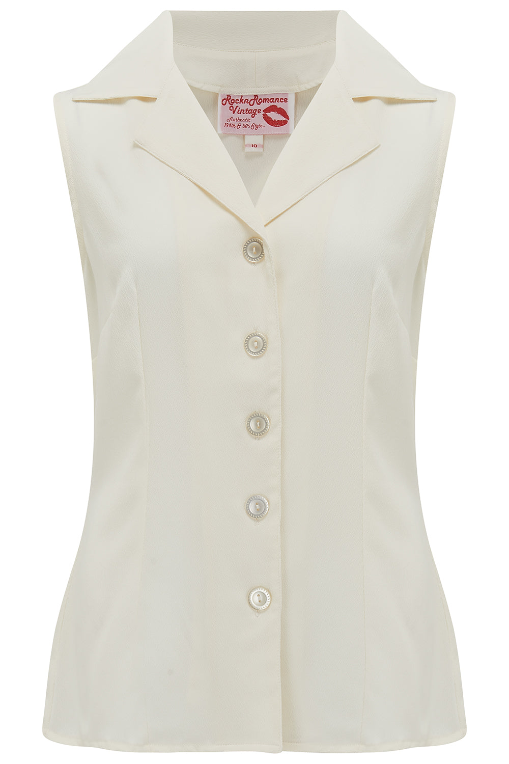 50s Shirts & Tops | 1950s Blouses & Knitwear The Gladys Sleeveless Summer Blouse in Antique White Classic Vintage 1950s Inspired Style £29.95 AT vintagedancer.com