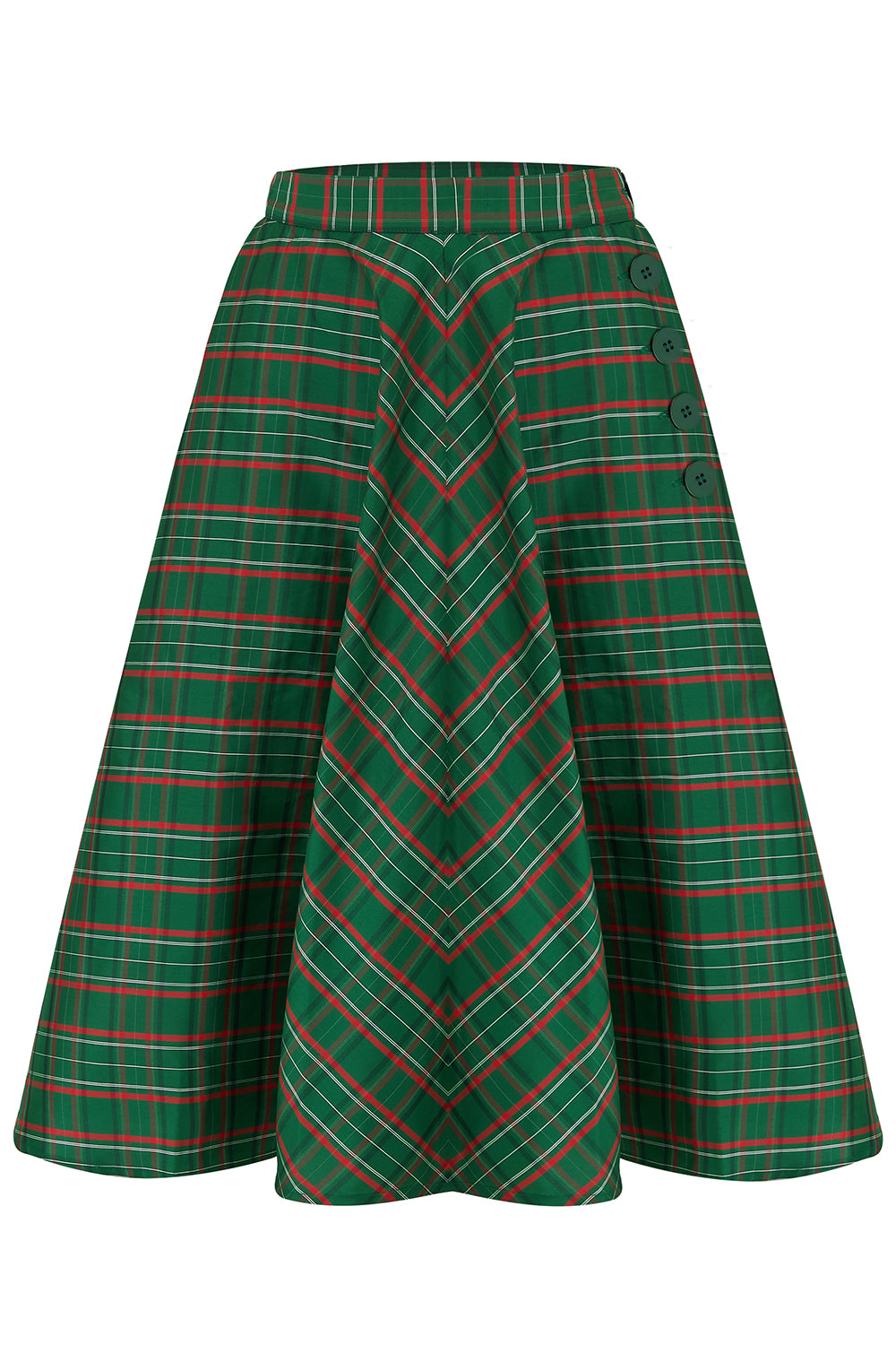 1940s Style Skirts- Vintage High Waisted Skirts Isabelle Skirt in Green Taffeta Tartan Classic  Authentic 1940s Vintage Inspired Style £49.95 AT vintagedancer.com