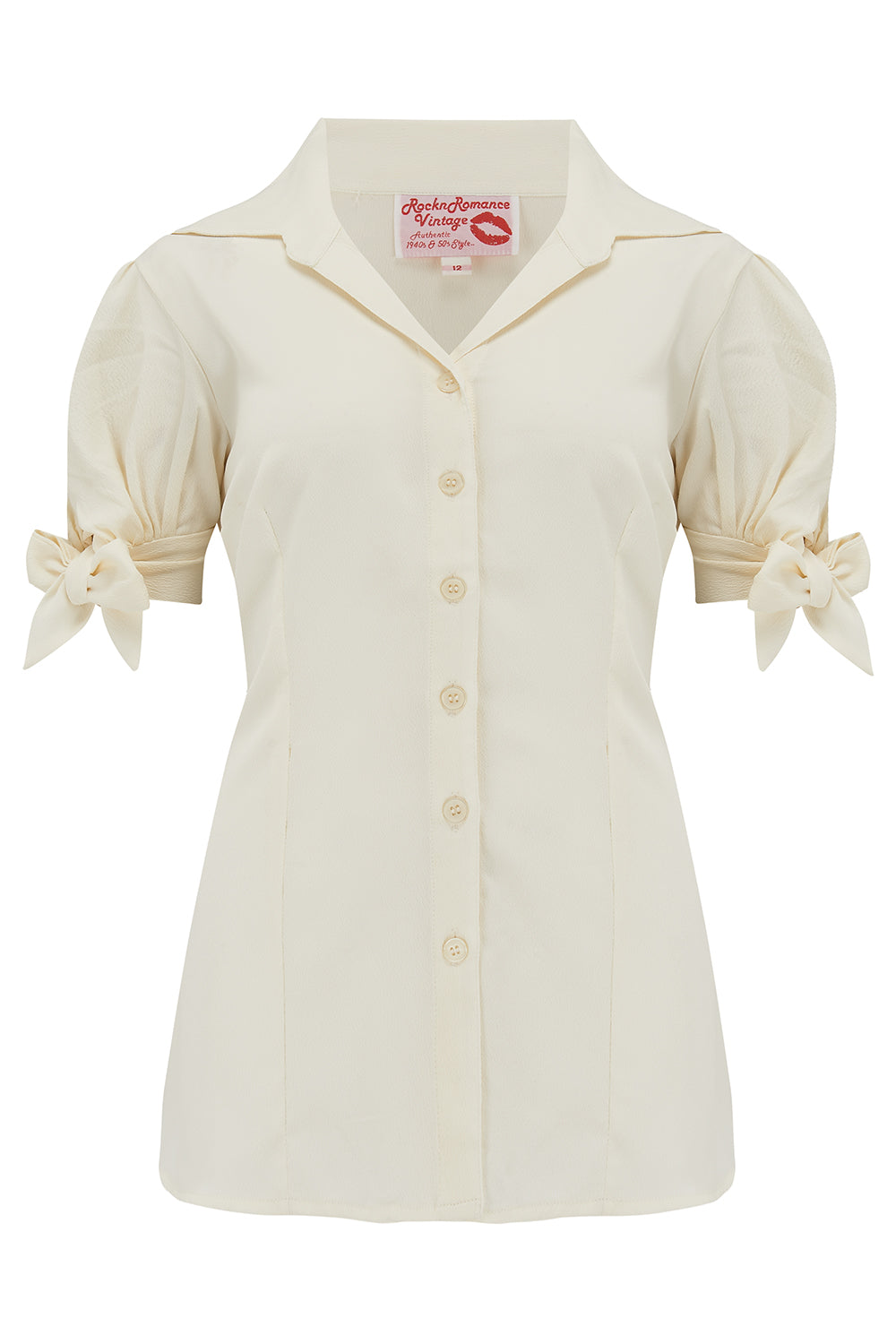 The "Jane" Blouse in Solid Antique White, True & Authentic 1950s Vintage Style product