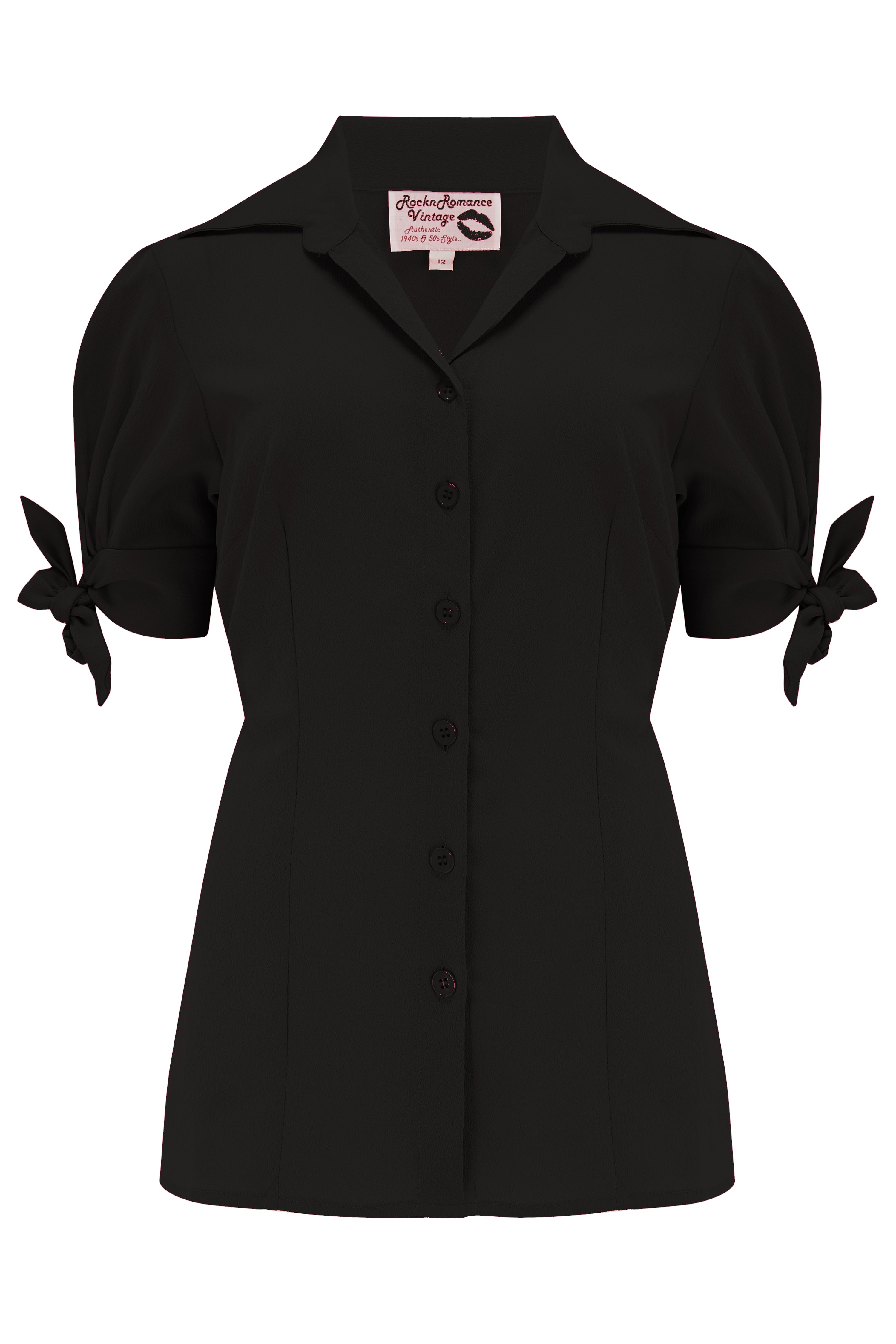 The "Jane" Blouse in Solid Black, True & Authentic 1950s Vintage Style product