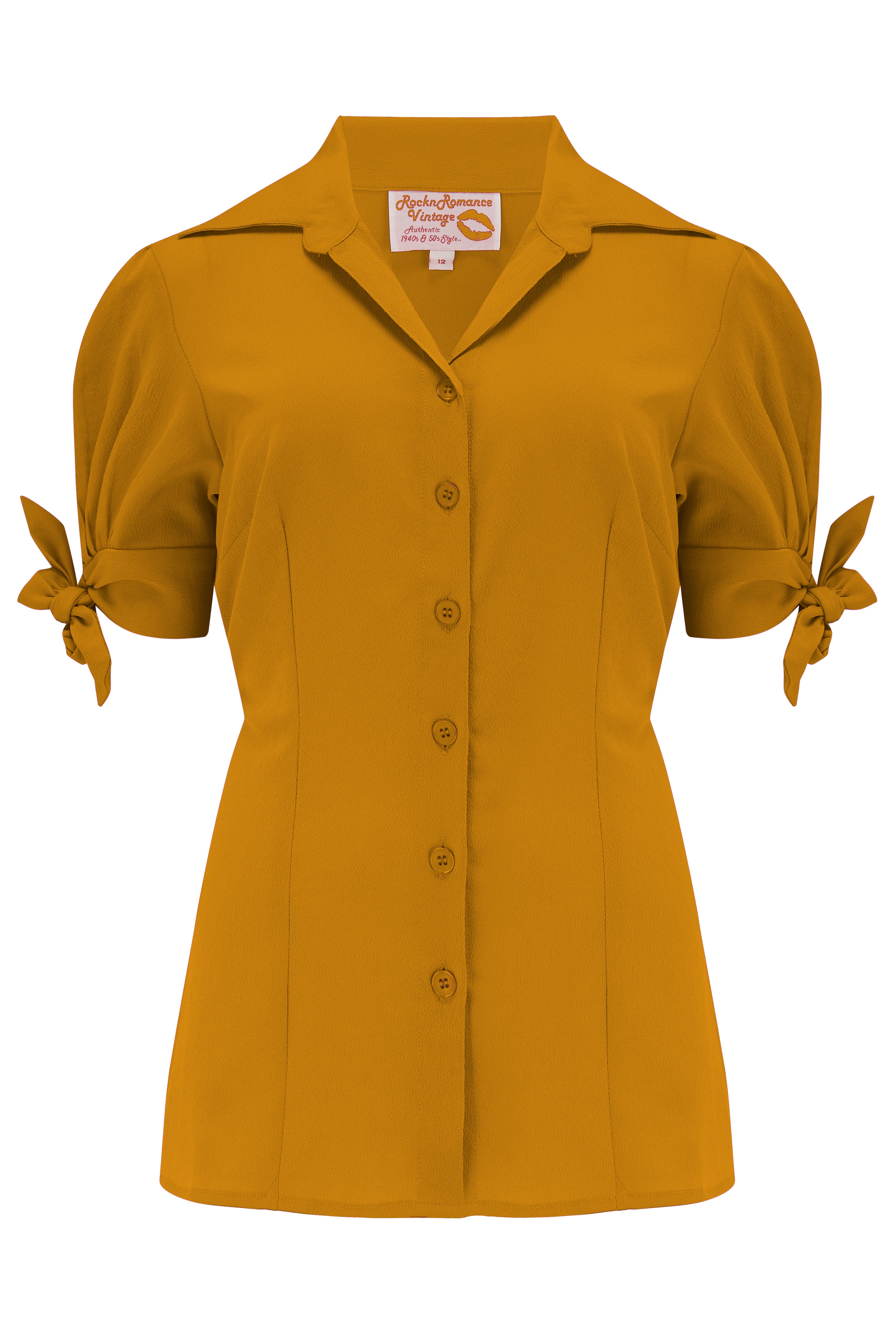 The "Jane" Blouse in Solid Mustard, True & Authentic 1950s Vintage Style product