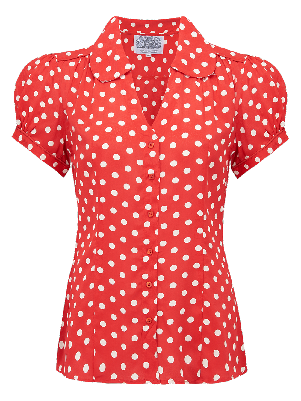 1940s Blouses, Tops, Shirts, Knitwear Judy Blouse in Red with Polka Spot  Classic 1940s Inspired Style £39.00 AT vintagedancer.com