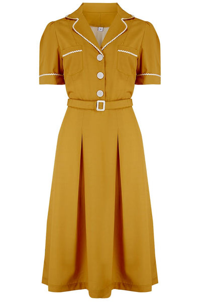 Shirtwaister Dress in Mustard Contrast Ric-Rac, True 1950s Vintage ...