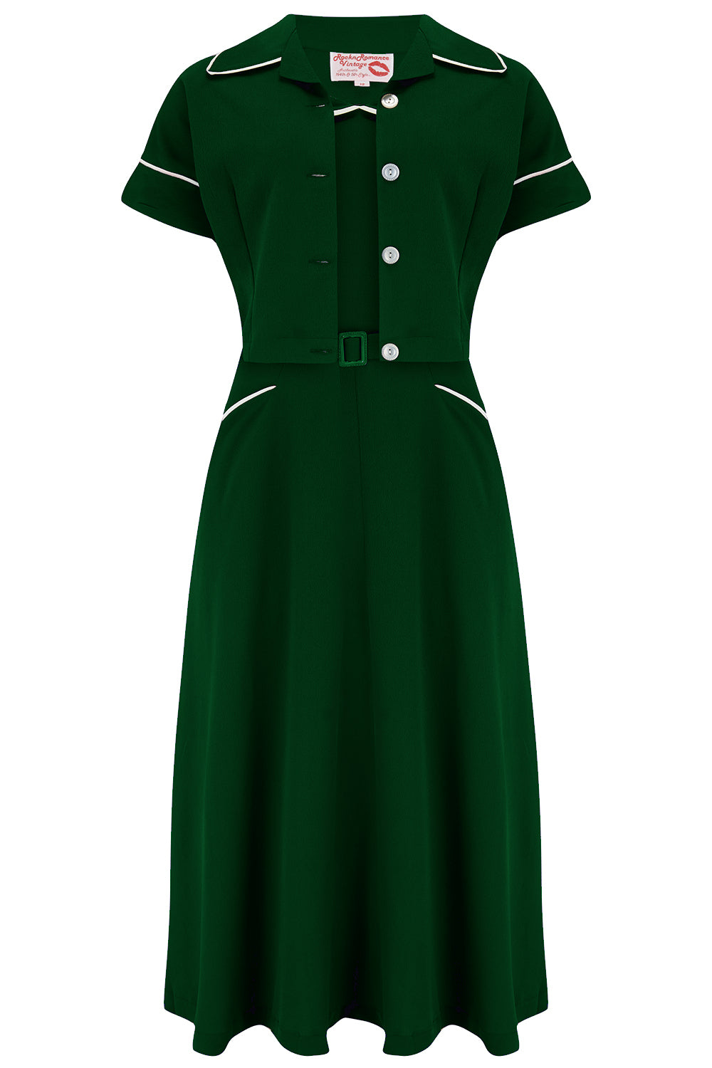 1950s Dresses with Sleeves | Long, Mid, Elbow Length Sleeves The Lucille 2pc Sweetheart Dress  Bolero Set In Green  Ivory Contrast True Late 1940s - Early 50s Vintage Style £59.00 AT vintagedancer.com