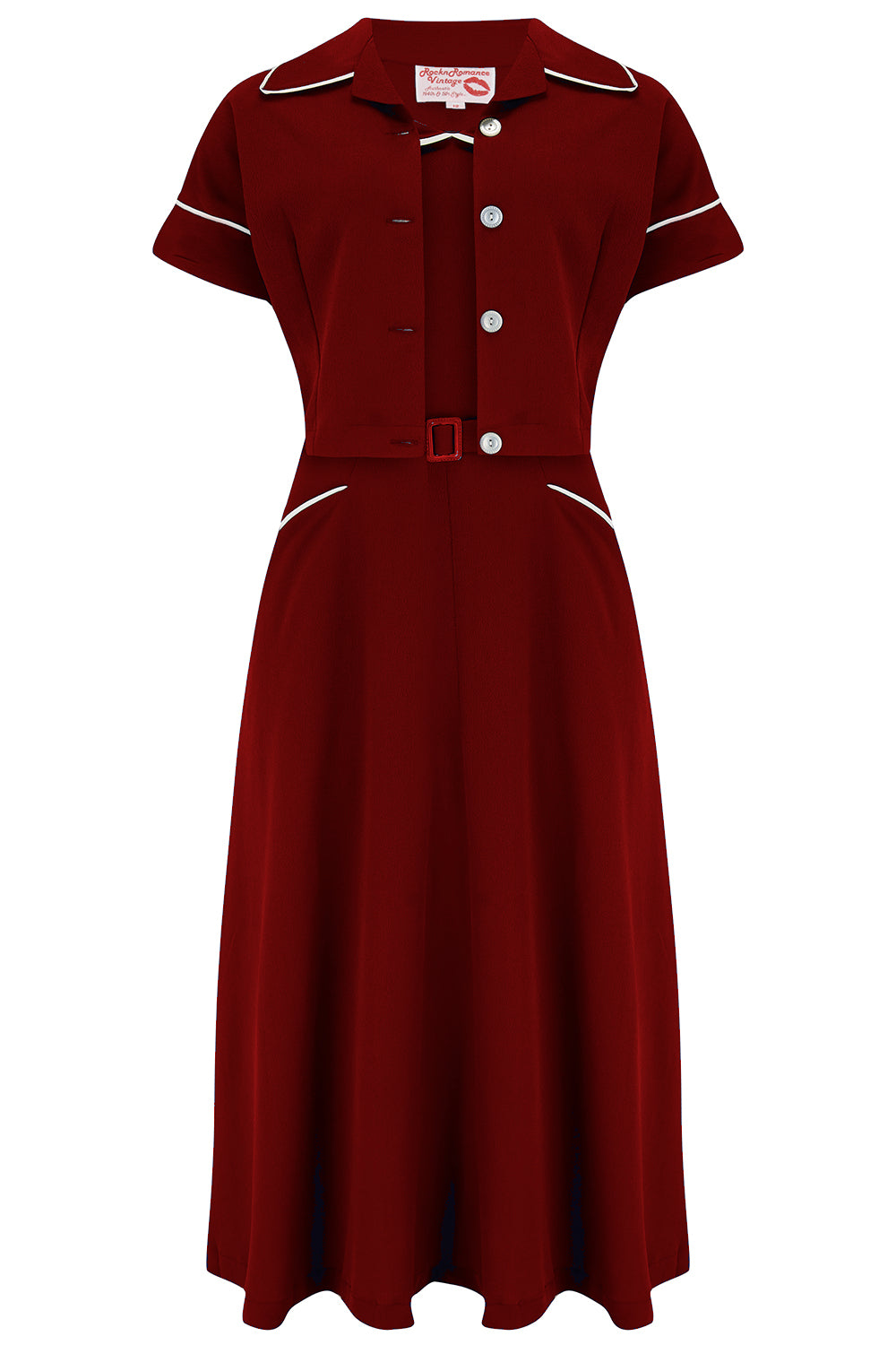1940s Dresses | 40s Dress, Swing Dress, Tea Dresses The Lucille 2pc Sweetheart Dress  Bolero Set In Wine  Ivory Contrast True Late 1940s - Early 50s Vintage Style £59.00 AT vintagedancer.com