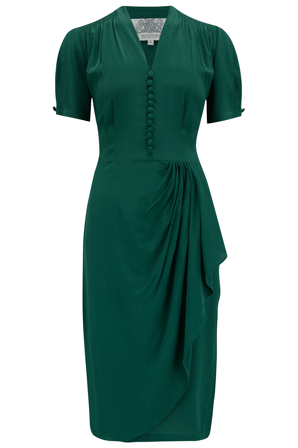 1940s Dresses and Clothing UK | 40s Shoes UK Mabel Dress in Solid Green  A Classic 1940s True Vintage Inspired Style £79.00 AT vintagedancer.com
