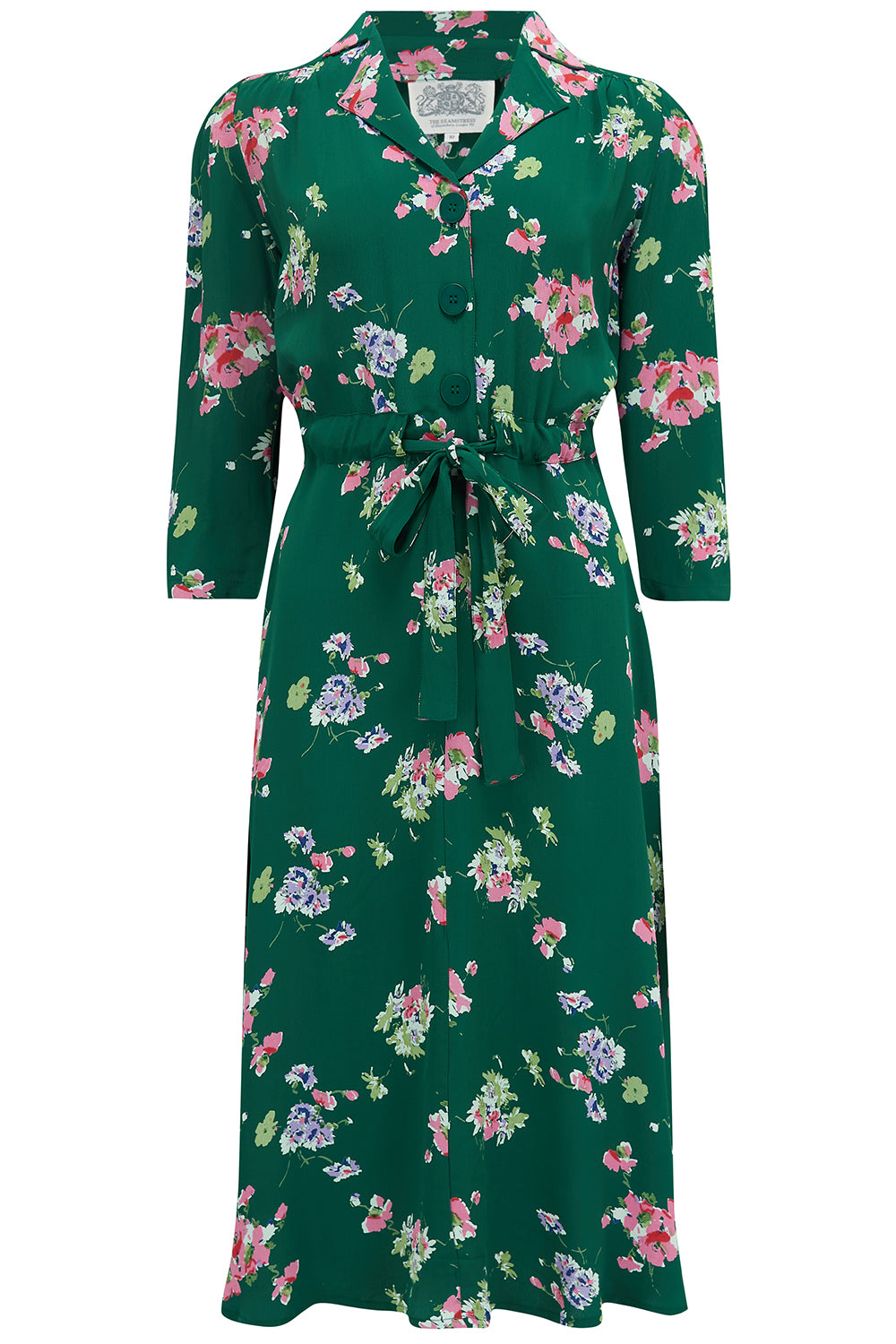 1940s Day Dress Styles, House Dresses Milly dress in Green Mayflower  A Classic 1940s Inspired Day dress True Vintage Style £79.95 AT vintagedancer.com