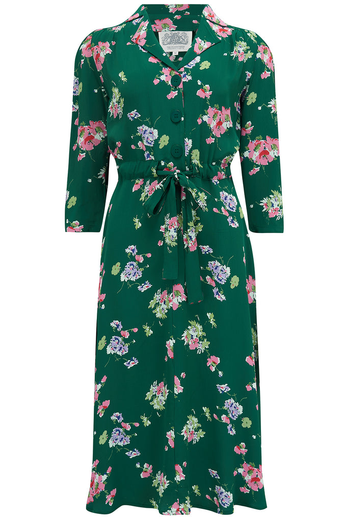 Milly Day Dress In Green Mayflower , 1940s true vintage inspired, Day ...